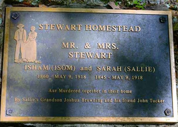 Stewart Homestead Murders Plaque Outside Of Cabin
